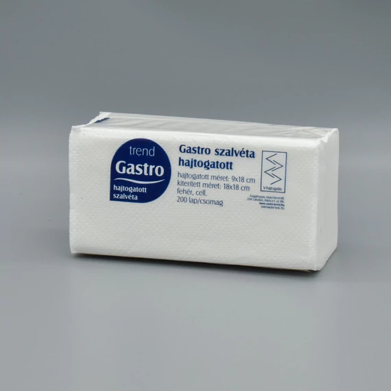 Trend Gastro V hajtogatott szalvéta fehér 1rtg 200 lap/cs18x18cm 36x200db/gyűjtő