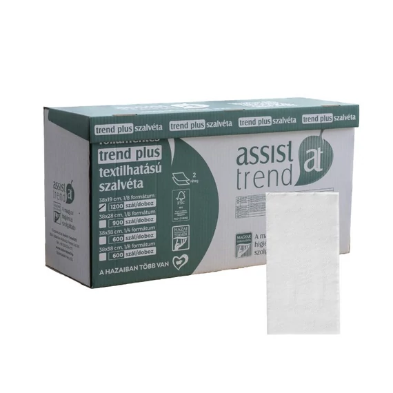 Trend Plus textilhatású szalvéta fehér 2rtg 38x19cm 1/8 1200db/gyűjtő