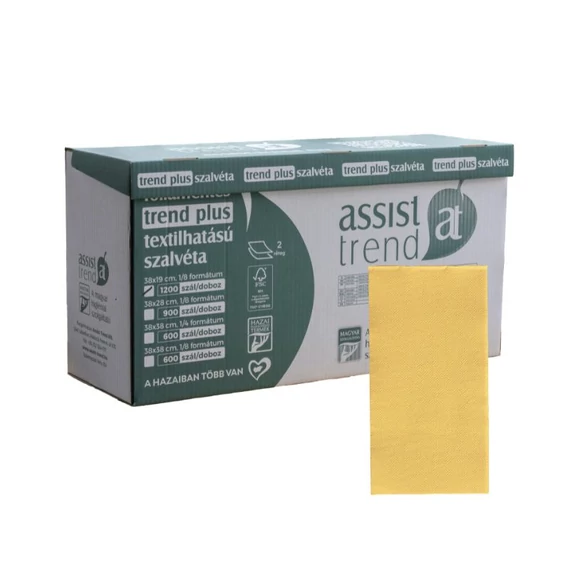 Trend Plus textilhatású szalvéta mustár 2rtg 38x19cm 1/8 1200db/gyűjtő