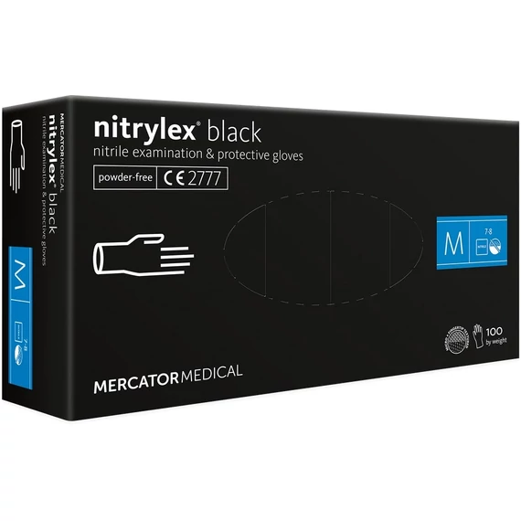 Nitril kesztyű FEKETE púdermentes L-es 100db/doboz 10doboz/#